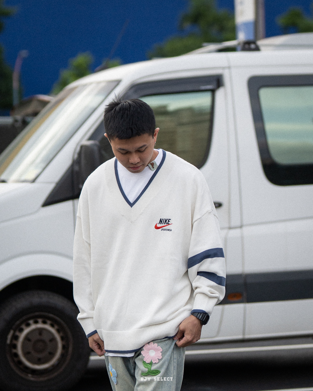 #預購 NIKE 復古 學院風 條紋 針織衫 V領毛衣 DX0009-010 黑 133 米白