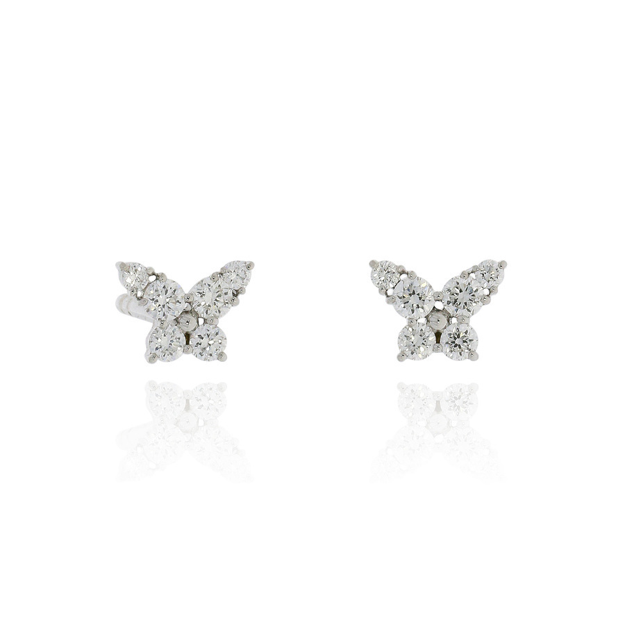 18K白金蝴蝶造型鑽石耳環