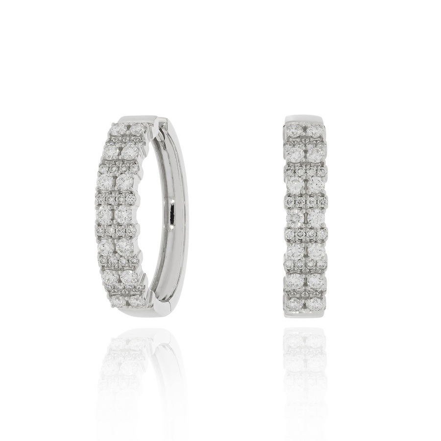 18K白金鑽石圈形耳環