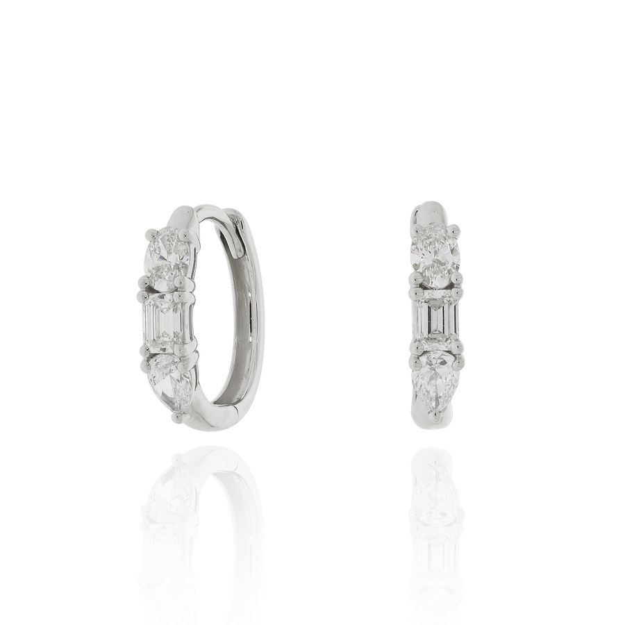 18K金鑽石圈耳環 -祖母綠形,梨形及橢圓形