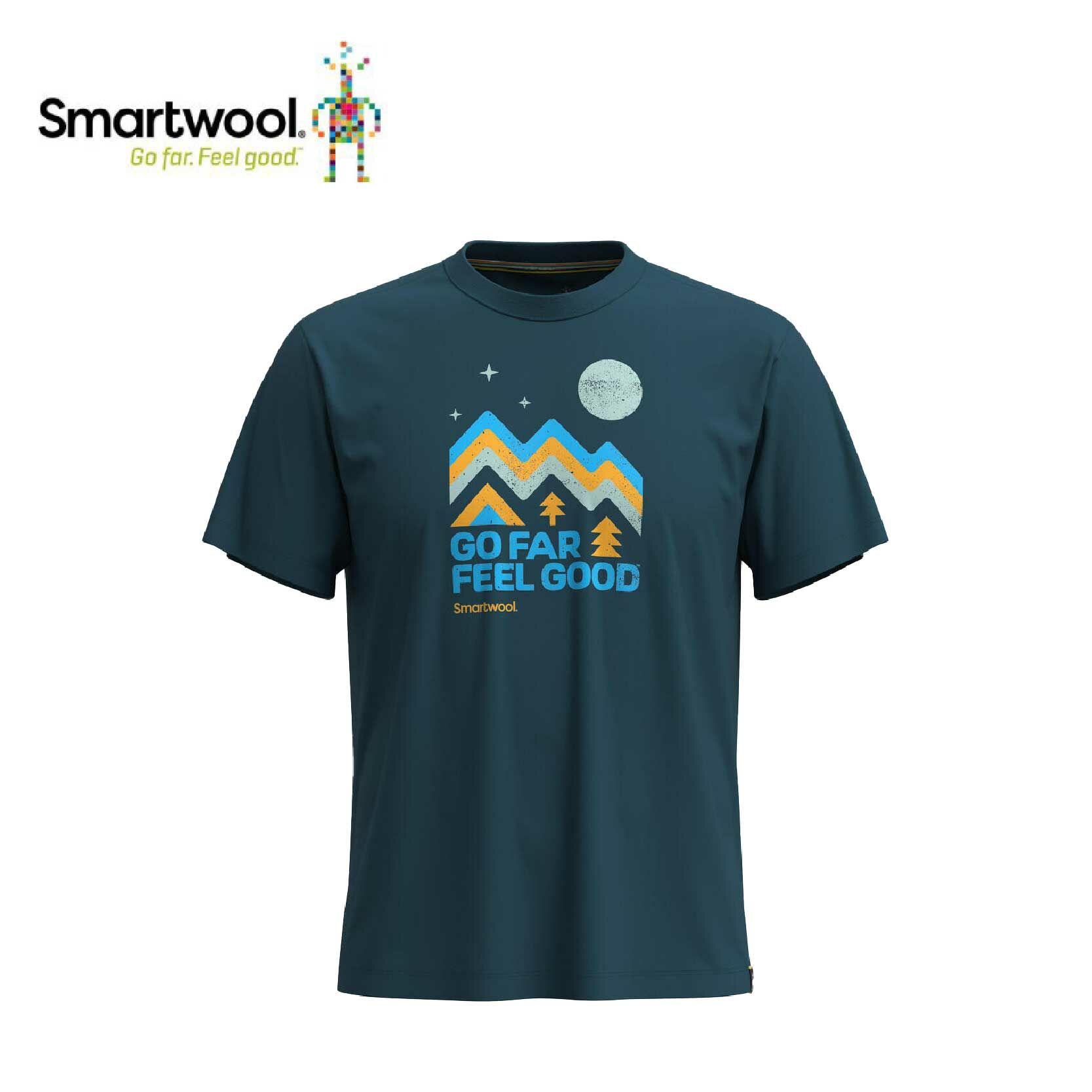 Smartwool 美國 塗鴉短Tee/山系圖騰 男款 暮光藍 短袖/上衣/羊毛/抑菌抗臭 10SW002603