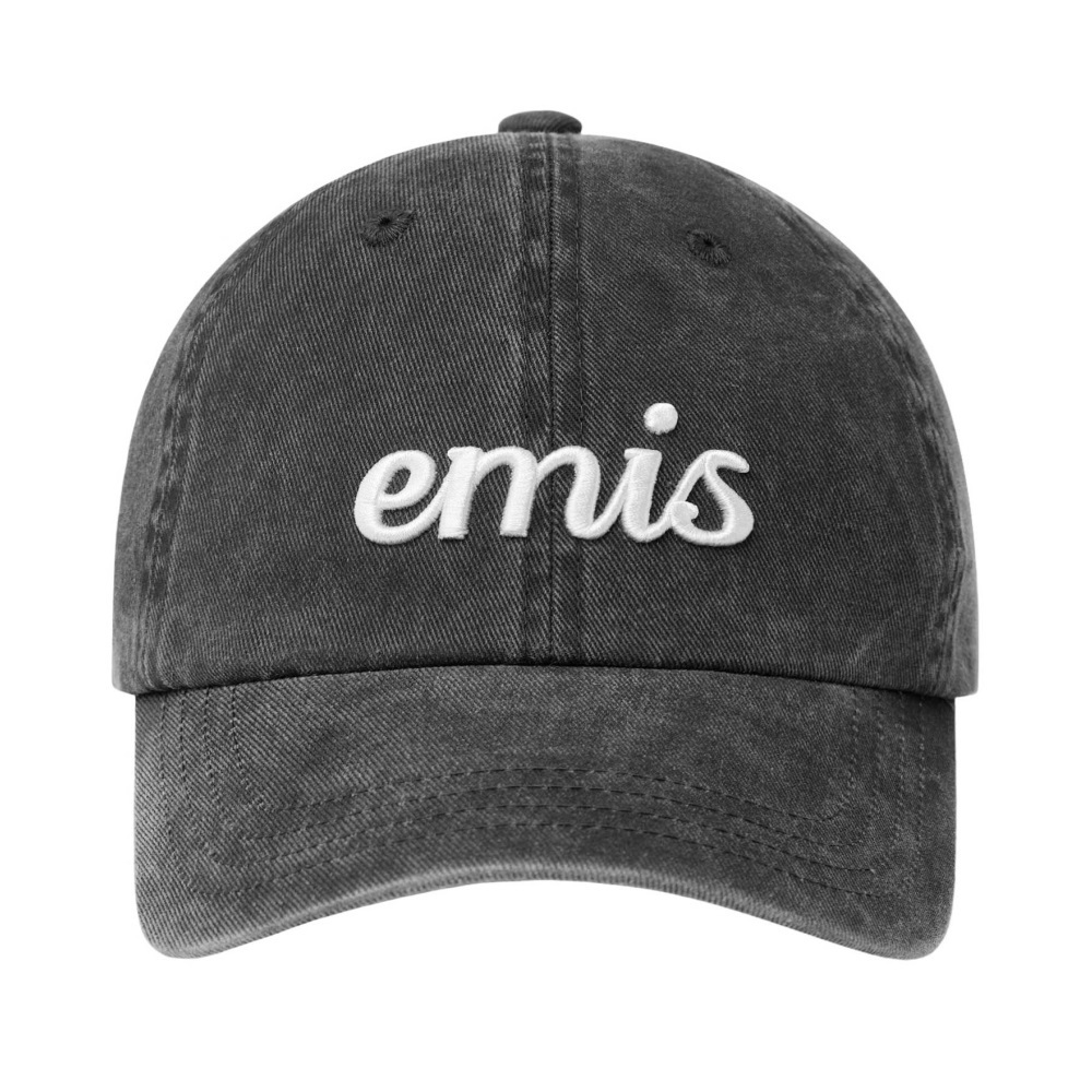 現貨┃emis VINTAGE PIGMENT BALL CAP 草寫 水洗 刺繡 老帽
