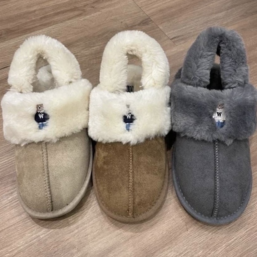 【現貨】<韓國限定🇰🇷>Who.a.u 熊熊 刺繡 毛毛 勃肯 雪地鞋 三色