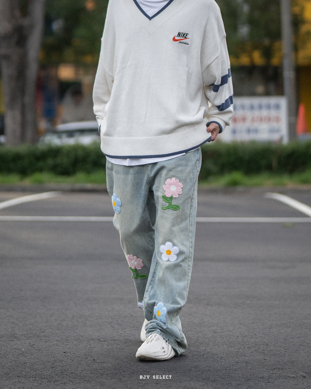 #預購 Tailor collection 刺繡 花花 牛仔長褲 9140