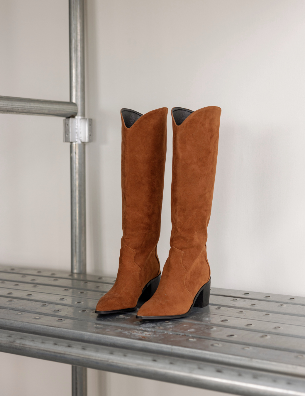 麂皮絨高筒西部靴（2色）