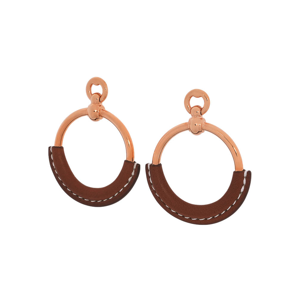 【HERMES】Loop 小牛皮圓形針式耳環(原色/玫瑰金)H070877CD 34