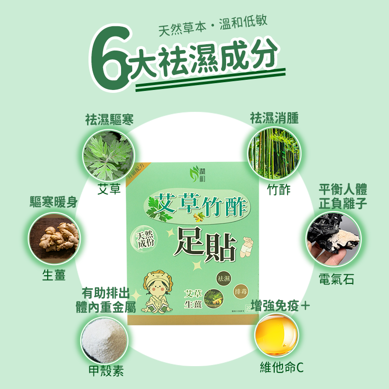 艾草竹酢足貼 排毒足貼  [20貼]  強效艾草竹酢貼  天然草本足貼 去濕睡眠足貼 排毒 祛濕 驅寒 舒筋活絡 除腳氣
