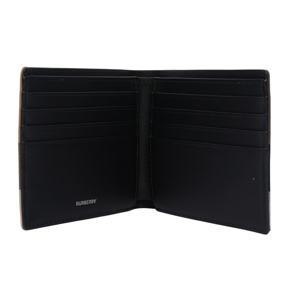 【BURBERRY】大大格紋帆布對開8卡短夾(灰褐色/棕色)80845621