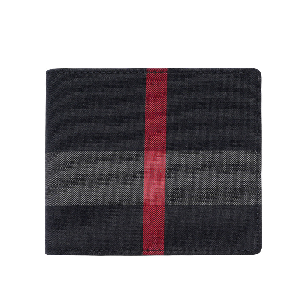 【BURBERRY】大格紋帆布對開零錢袋短夾