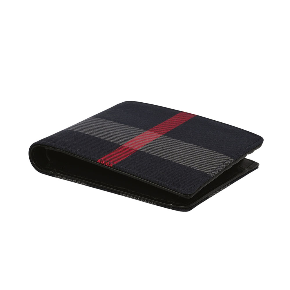 【BURBERRY】大格紋帆布對開零錢袋短夾(海軍藍/灰色)80840651