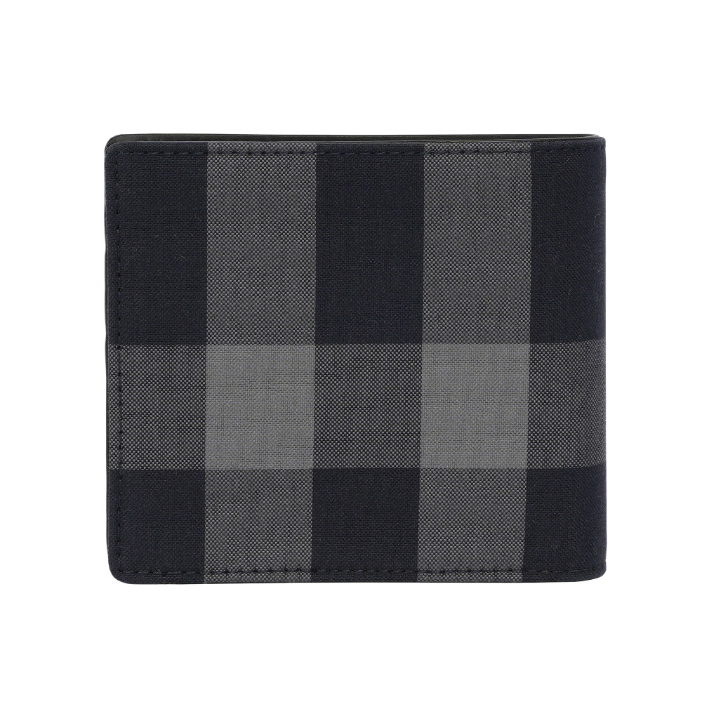 【BURBERRY】大格紋帆布對開零錢袋短夾(海軍藍/灰色)80840651