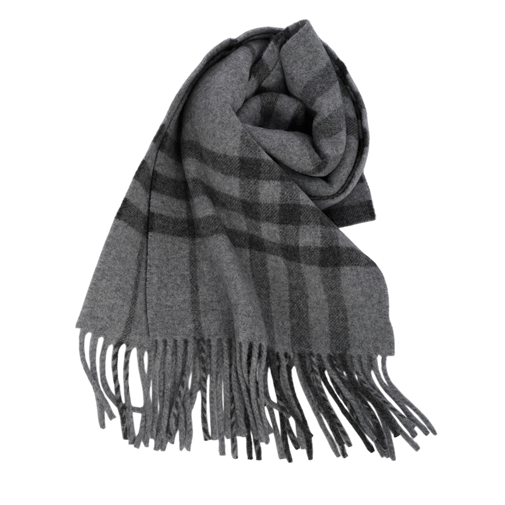 【BURBERRY】經典格紋純羊毛圍巾(灰色)80899451