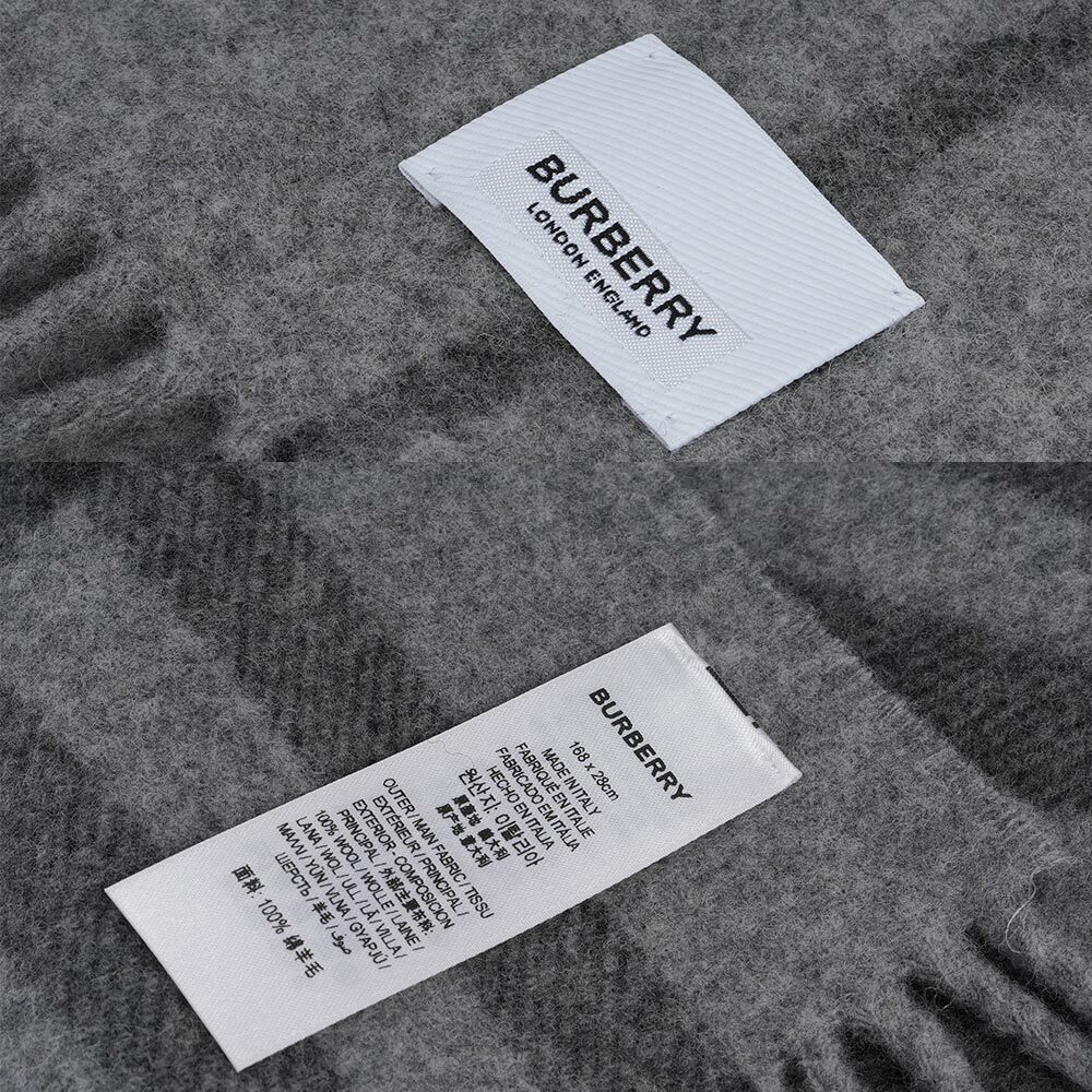 【BURBERRY】經典格紋純羊毛圍巾(灰色)80899451