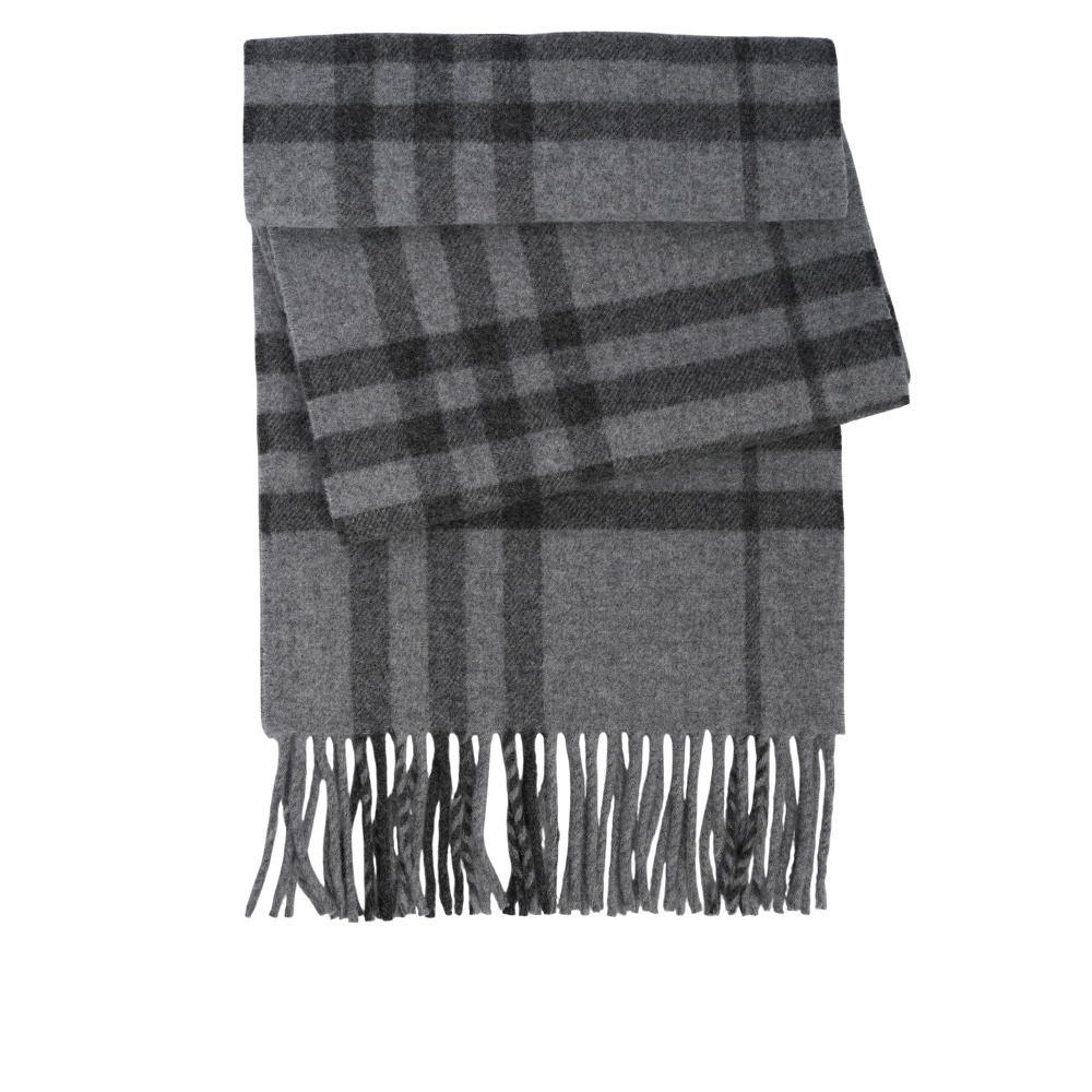 【BURBERRY】經典格紋純羊毛圍巾(灰色)80899451