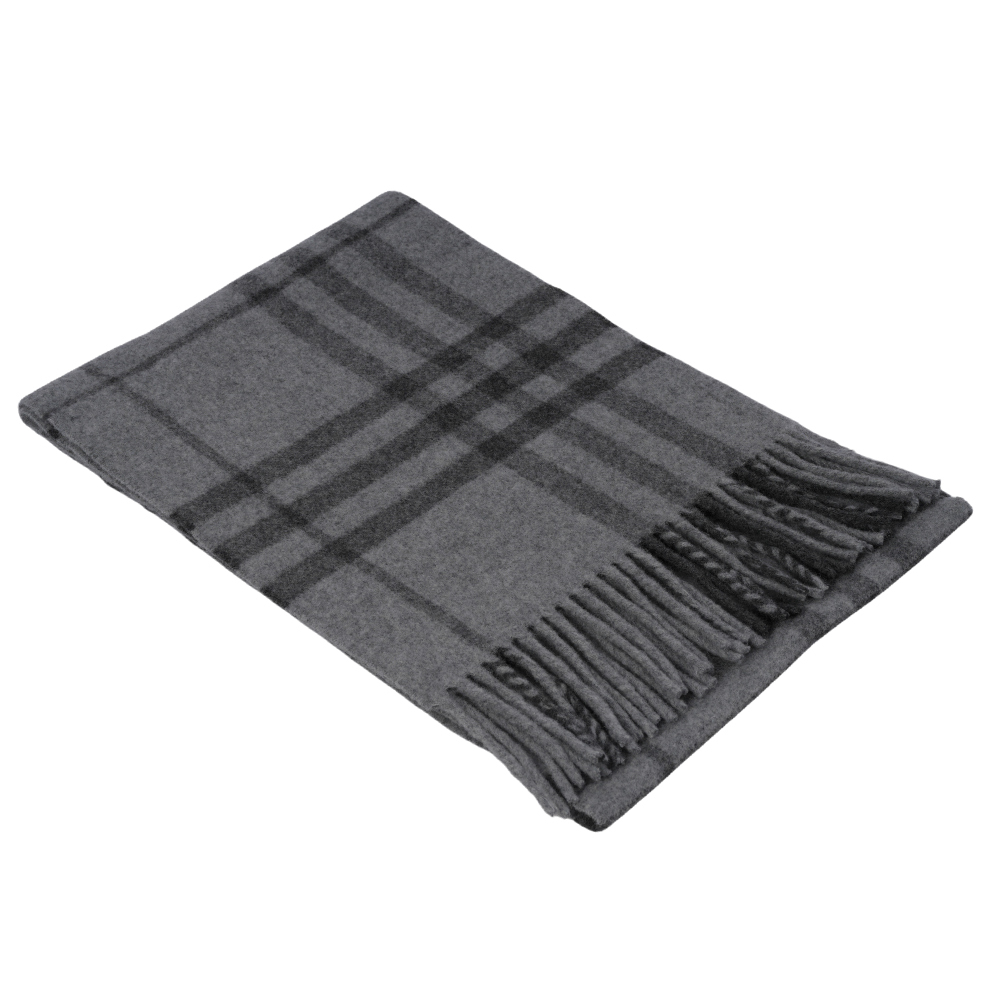 【BURBERRY】經典格紋純羊毛圍巾(灰色)80899451