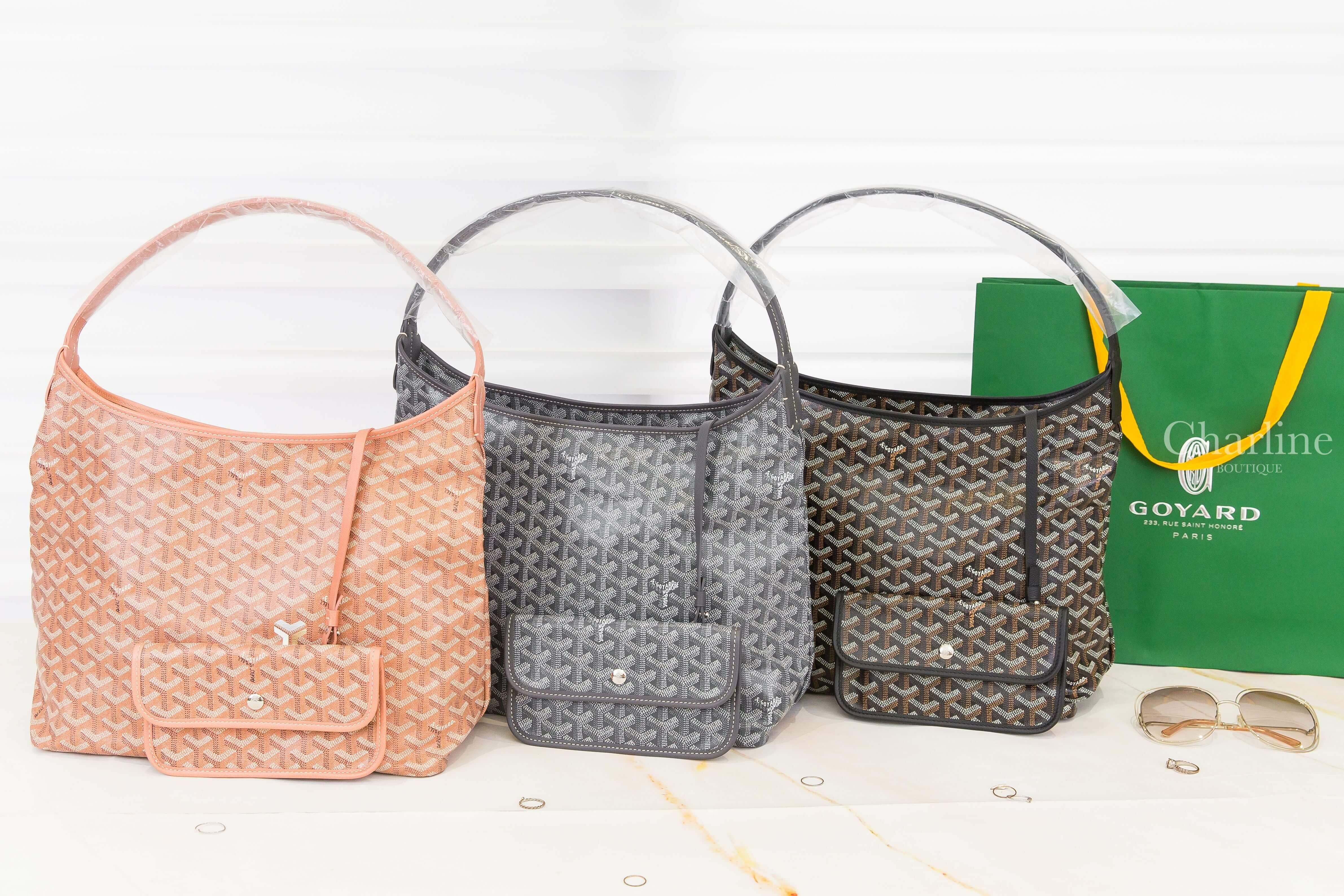 Goyard Bohème Hobo 珠光粉帆布牛皮同色手提肩背包,Goyard Bohème Hobo 灰色帆布牛皮同色手提肩背包,Goyard Bohème Hobo 黑色帆布牛皮同色提把手提肩背包-Charline Boutique 精品代購