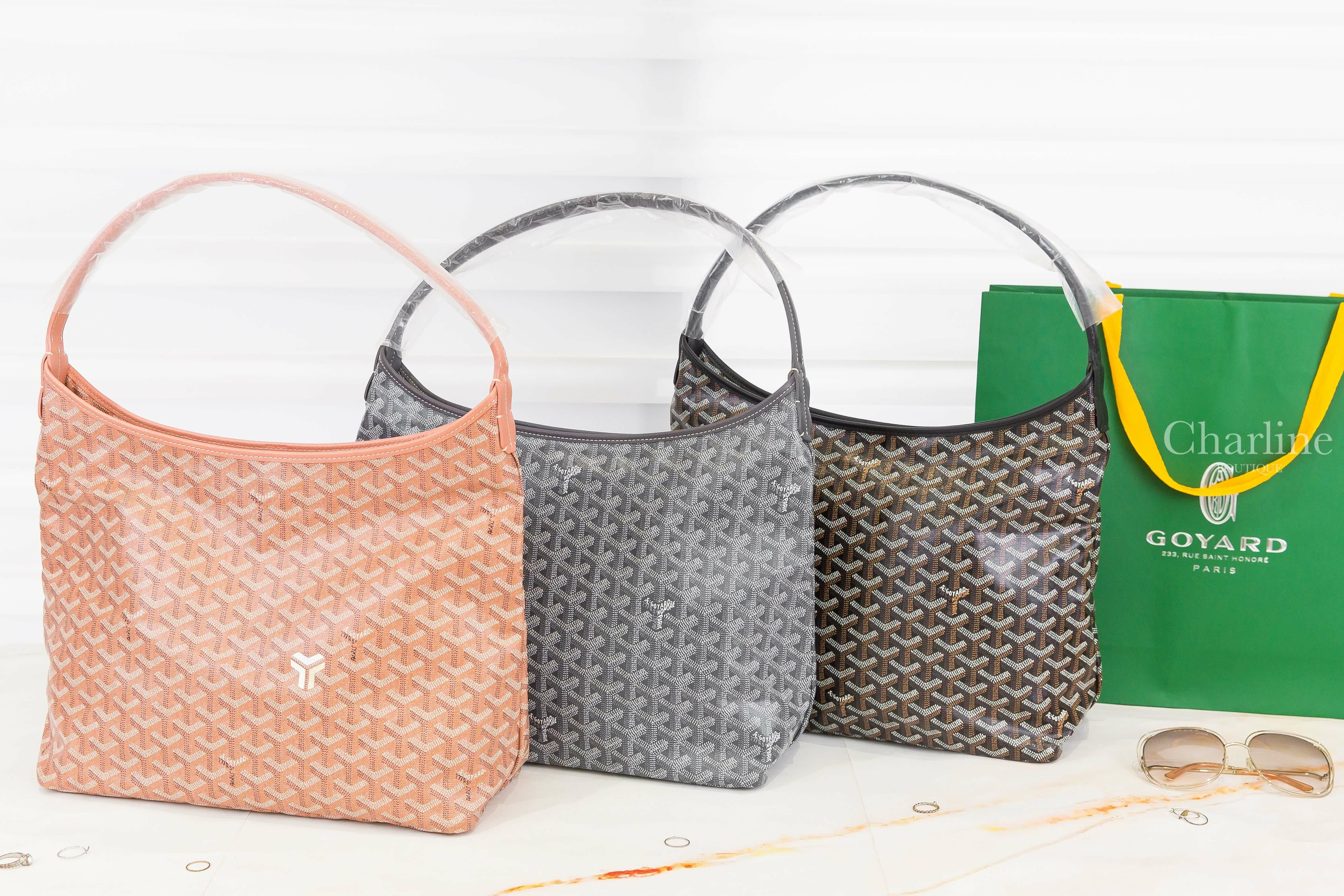 Goyard Bohème Hobo 珠光粉帆布牛皮同色手提肩背包,Goyard Bohème Hobo 灰色帆布牛皮同色手提肩背包,Goyard Bohème Hobo 黑色帆布牛皮同色提把手提肩背包-Charline Boutique 精品代購