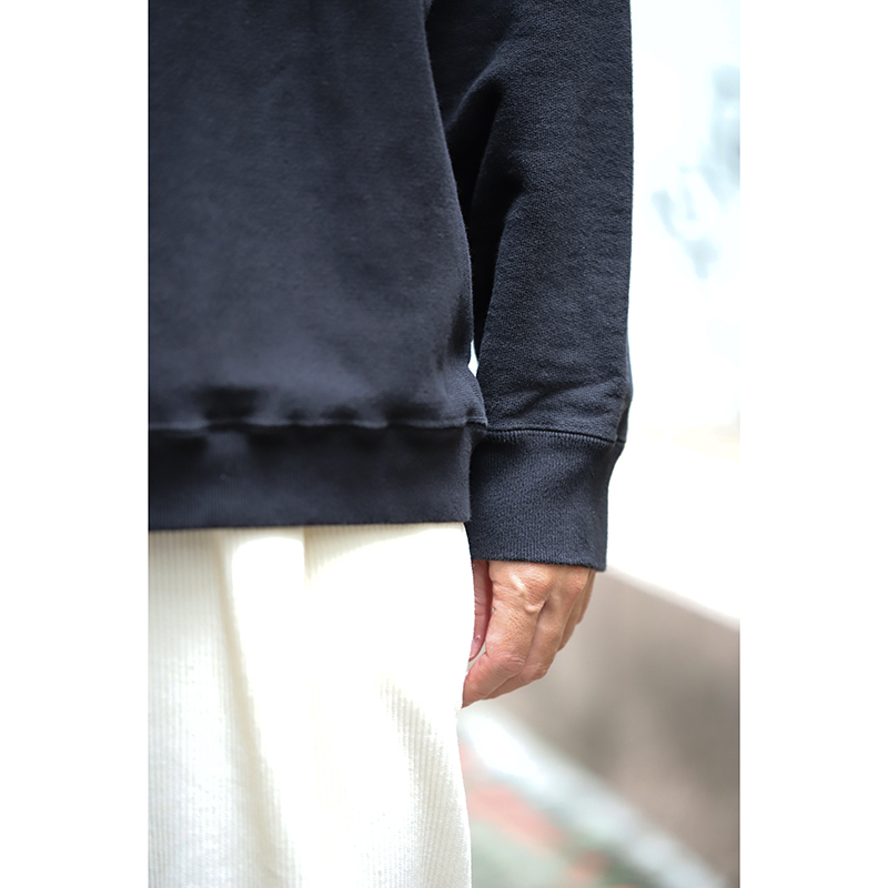 ATON Garment Dyed Urake Oversized Pullover Black - UNIS
