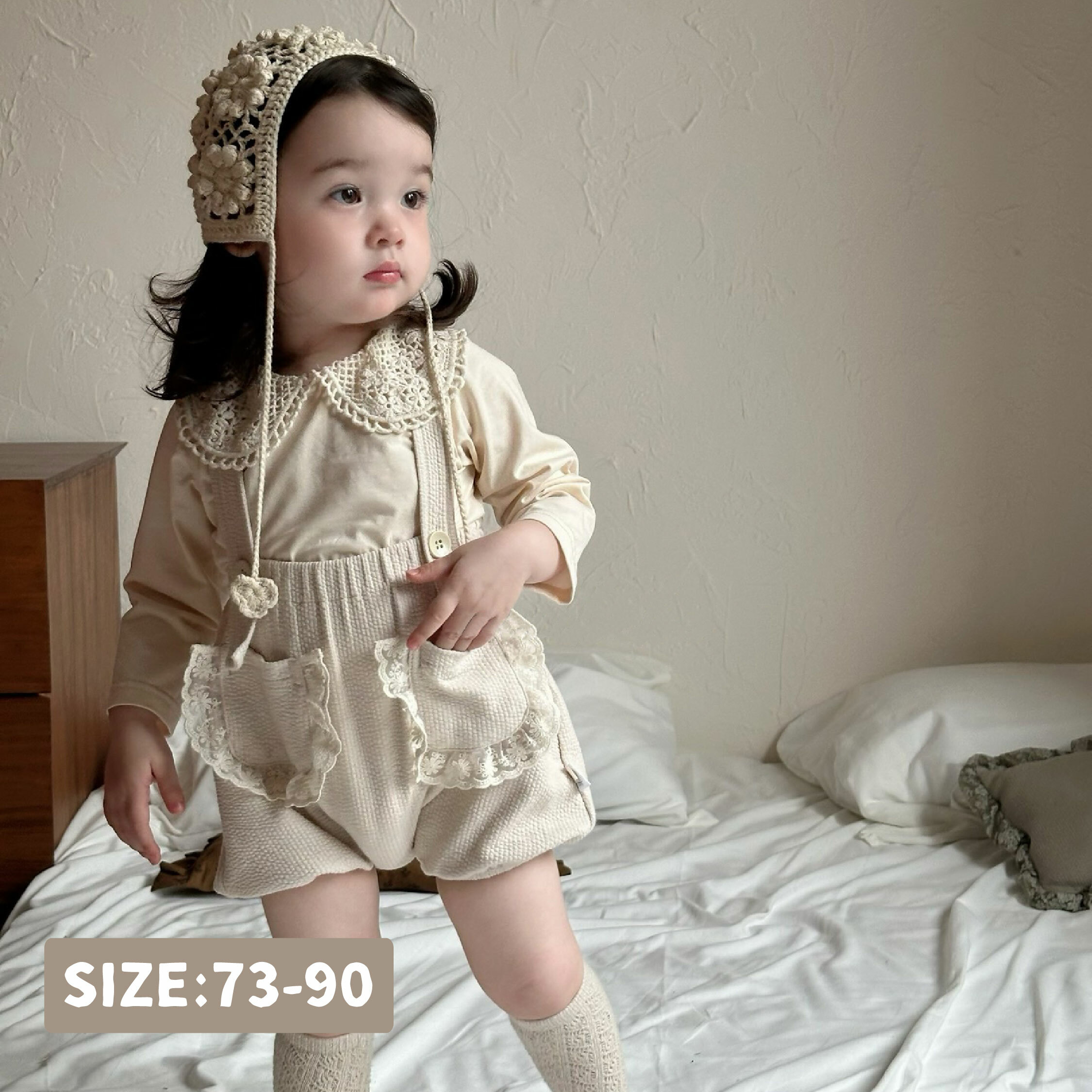 【JG3327】氣質蕾絲花邊拼接連身吊帶褲(本商品未含內搭衣)