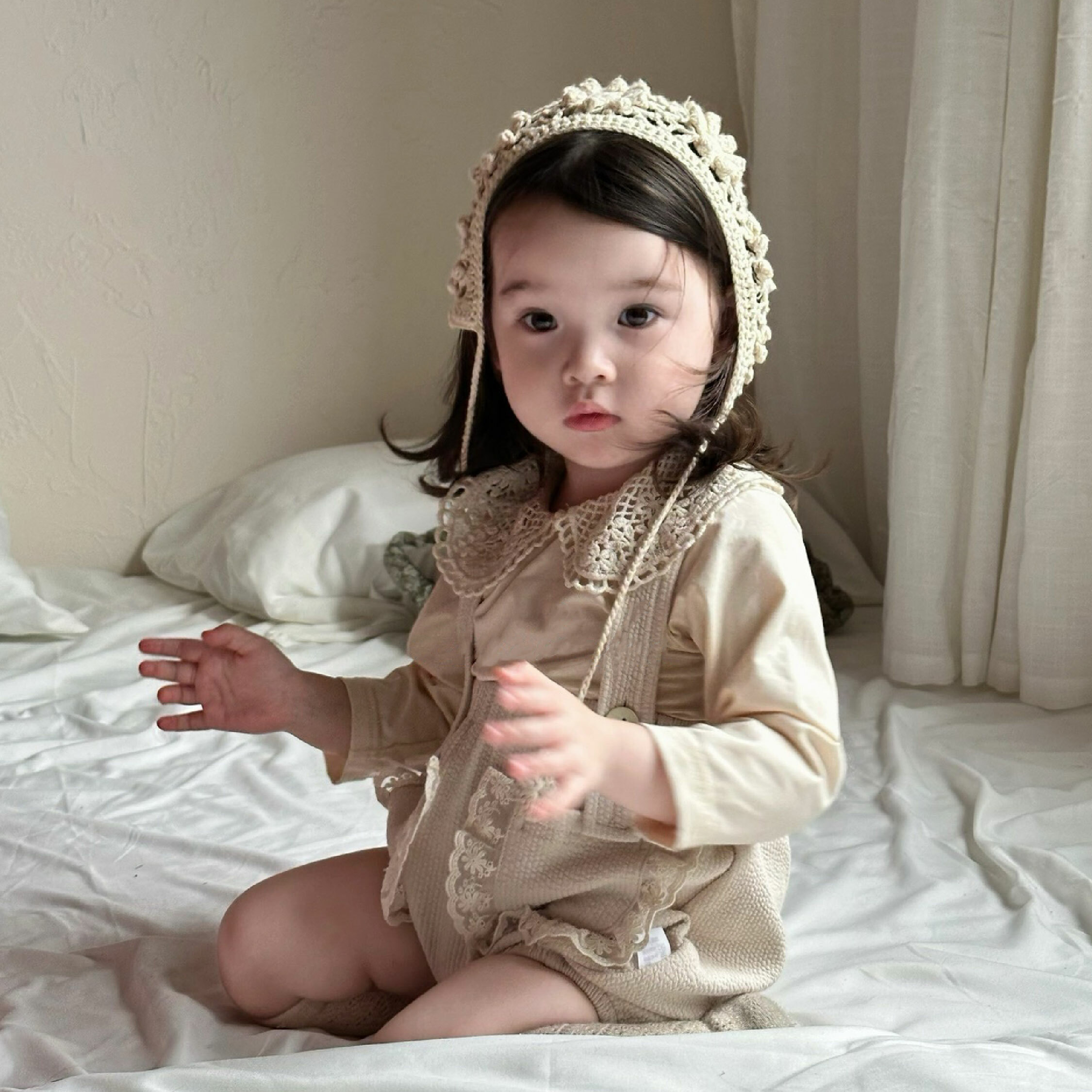 【JG3327】氣質蕾絲花邊拼接連身吊帶褲(本商品未含內搭衣)