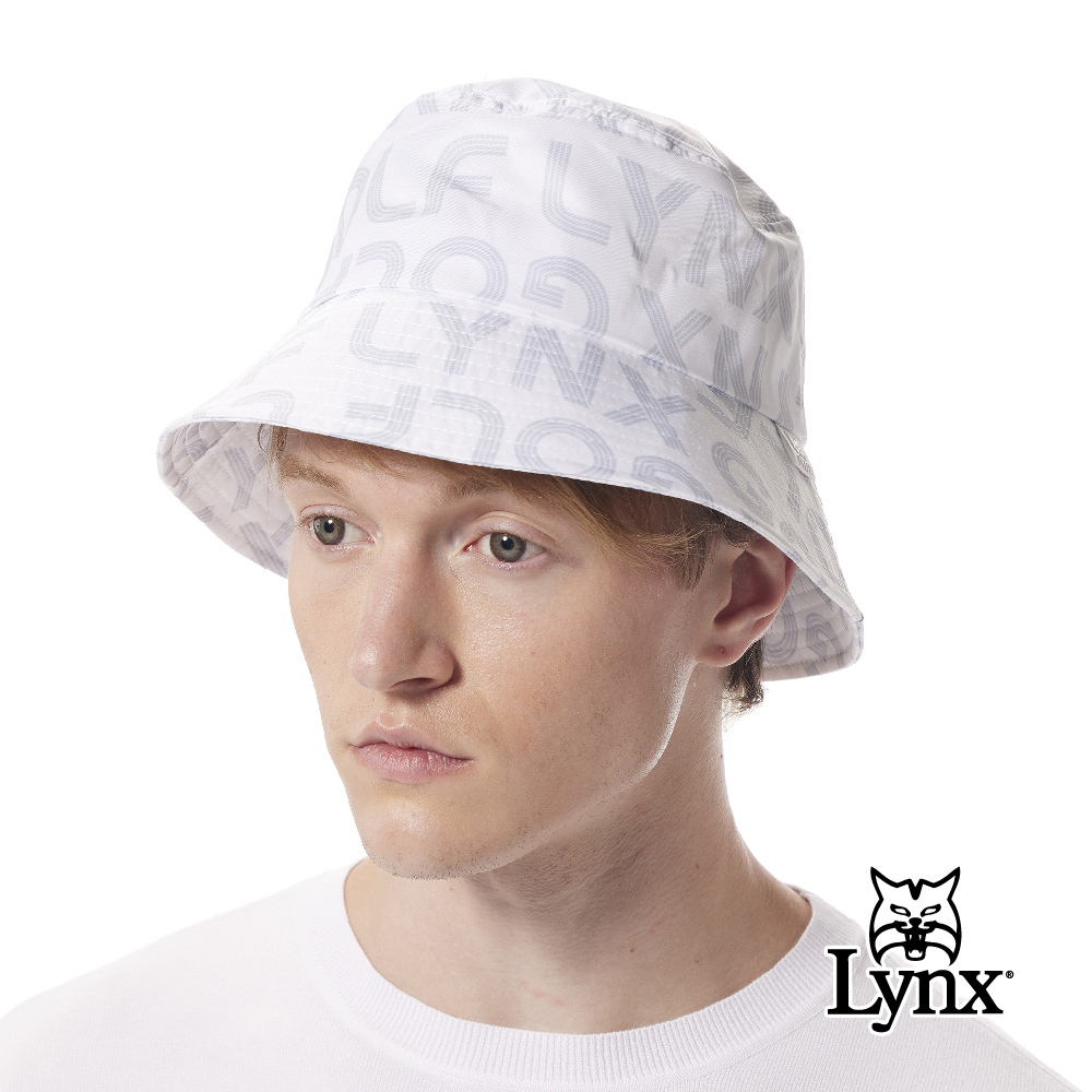【Lynx Golf】防潑水Lynx線條印花遮陽筒帽漁夫帽