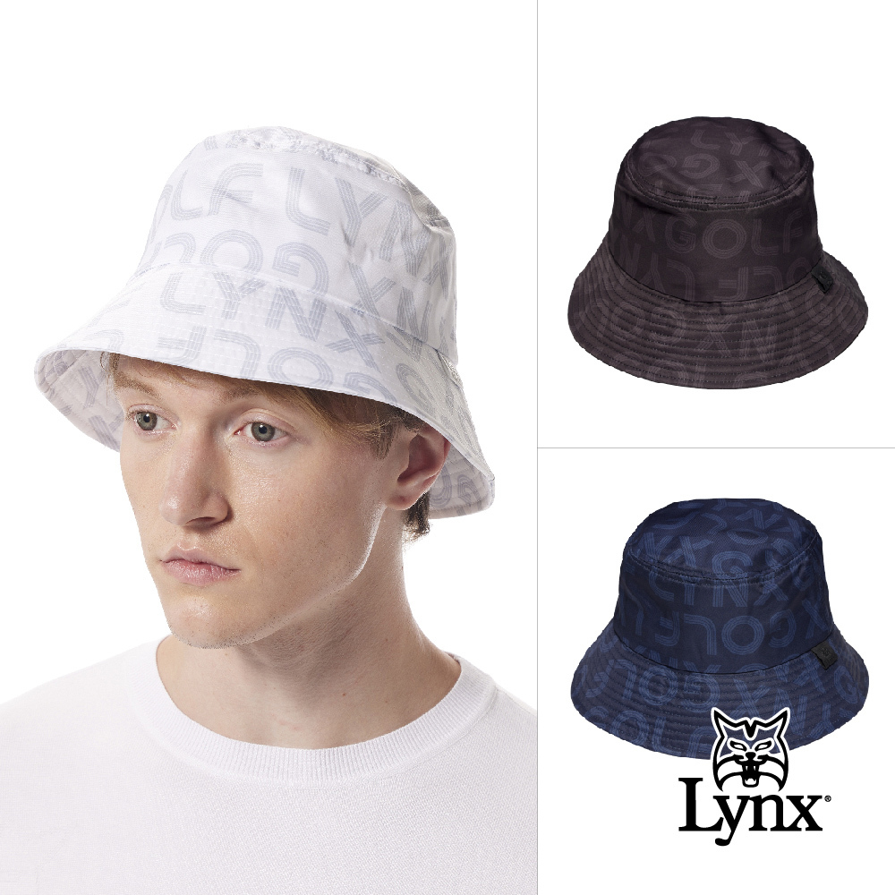 【Lynx Golf】防潑水Lynx線條印花遮陽筒帽漁夫帽