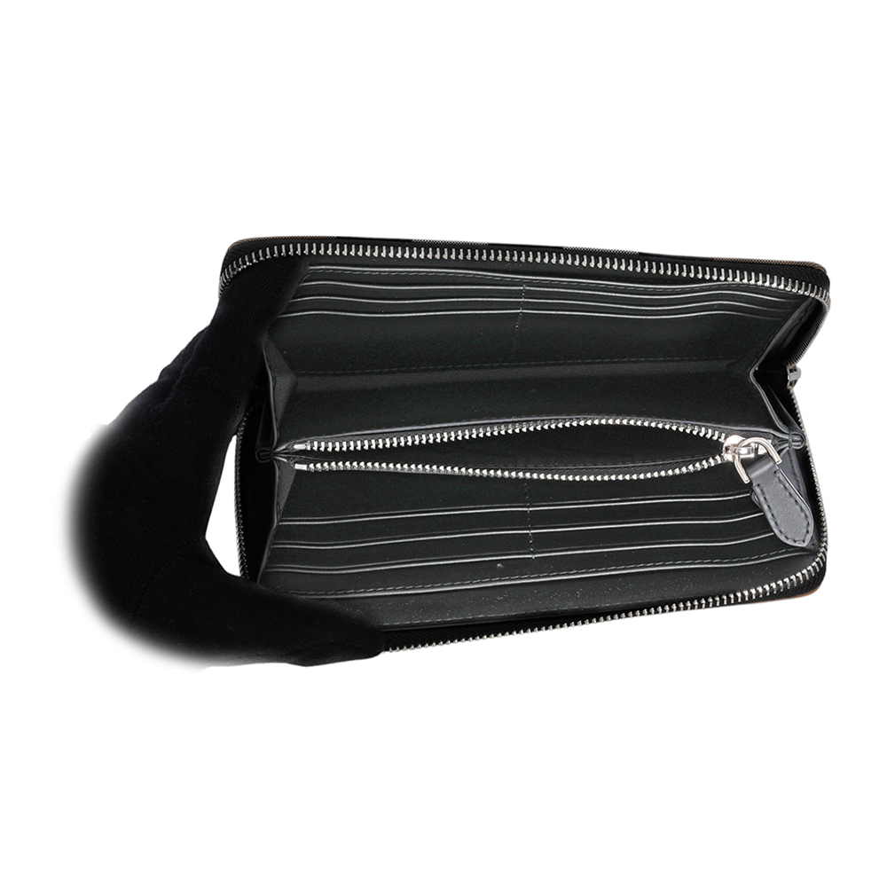 【BURBERRY】大格紋帆布ㄇ形拉鍊長夾(灰褐色/棕色)80845601