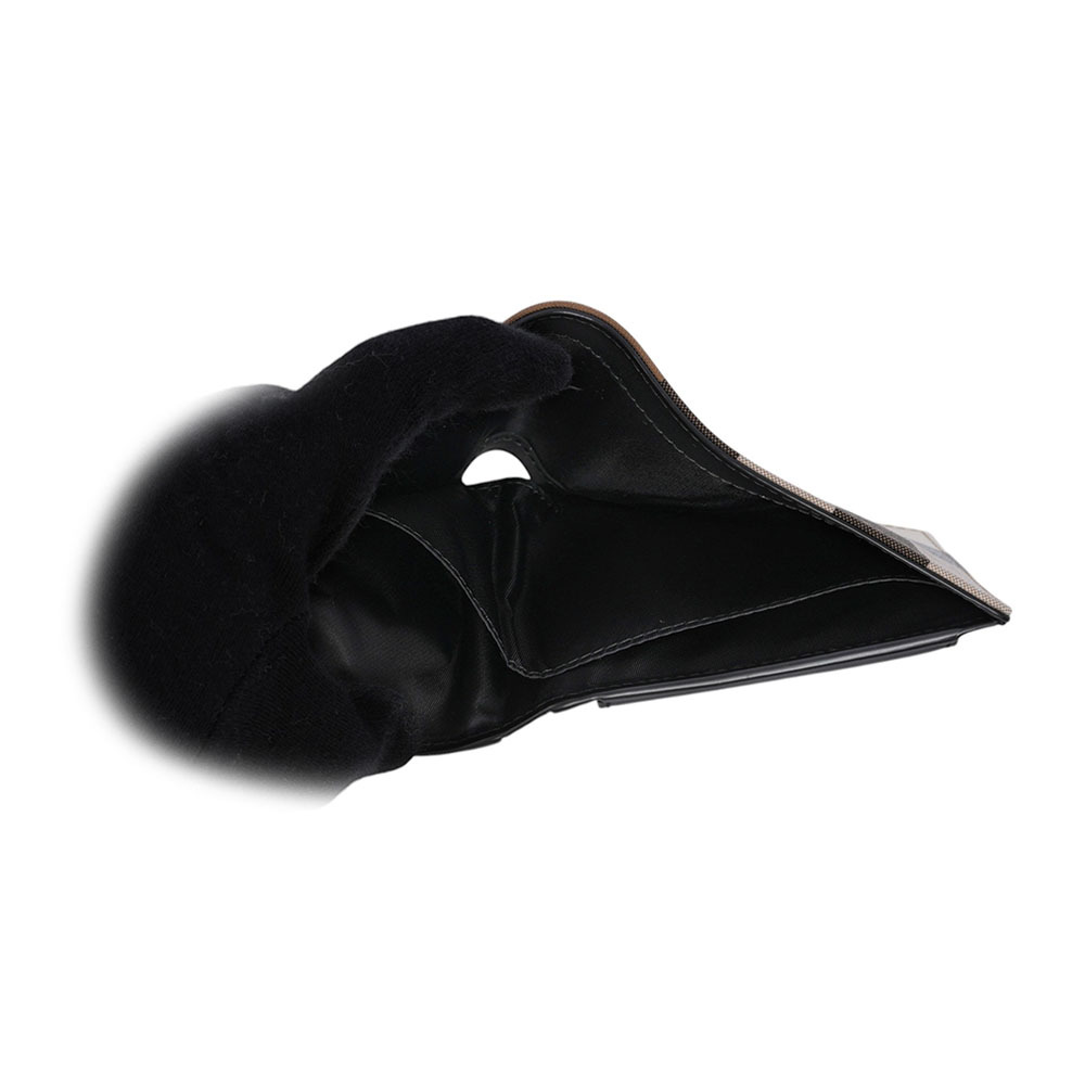 【BURBERRY】大格紋帆布對開零錢袋短夾(灰褐色/棕色)80845651