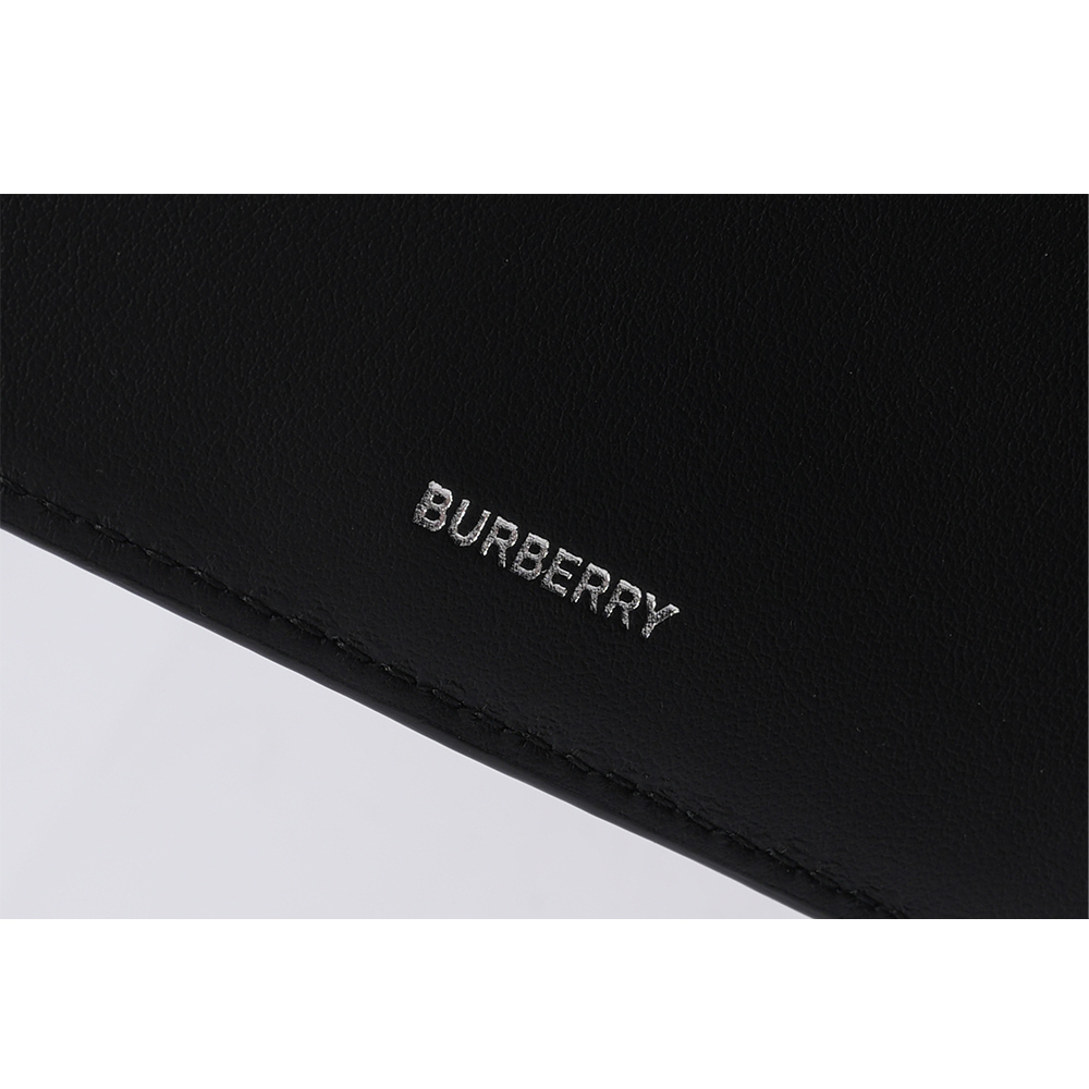 【BURBERRY】大格紋帆布對開零錢袋短夾(灰褐色/棕色)80845651