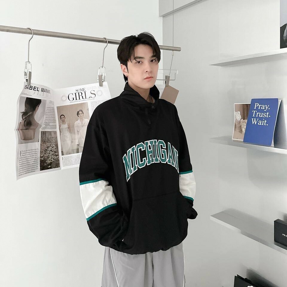 美式復古撞色衝鋒衣 (2colors)