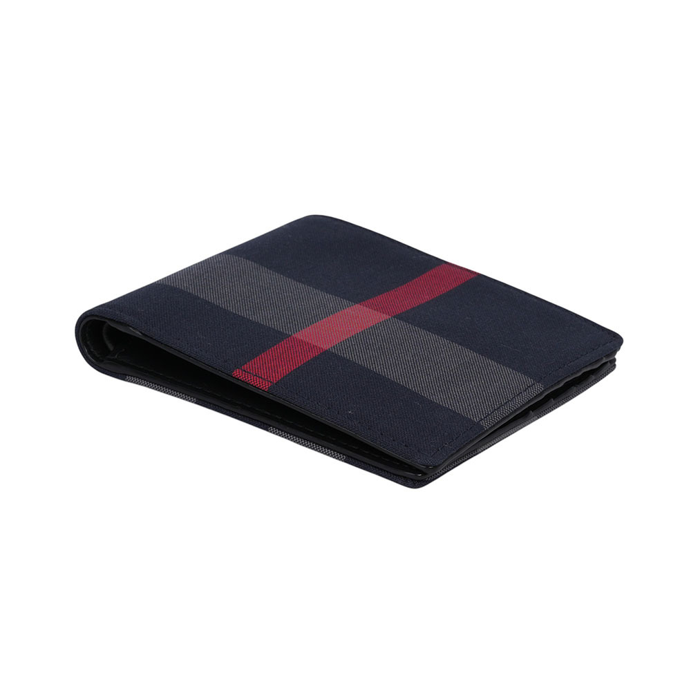 【BURBERRY】大格紋帆布對開8卡短夾(海軍藍/灰色)80840641