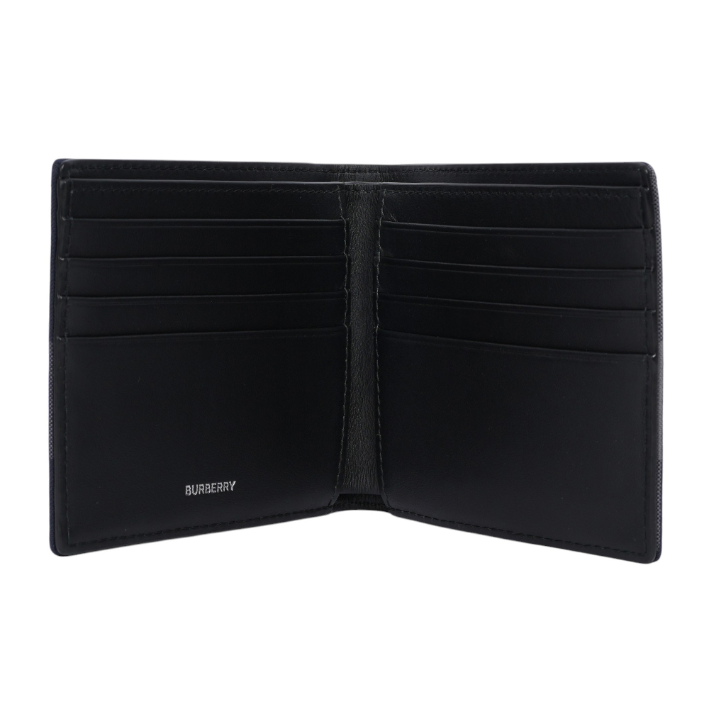 【BURBERRY】大格紋帆布對開8卡短夾(海軍藍/灰色)80840641