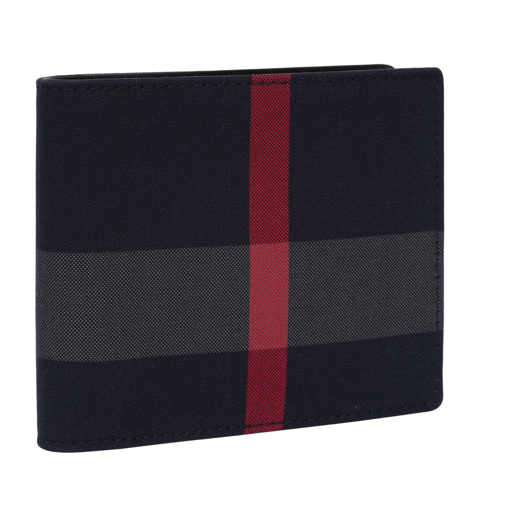 【BURBERRY】大格紋帆布對開8卡短夾(海軍藍/灰色)80840641