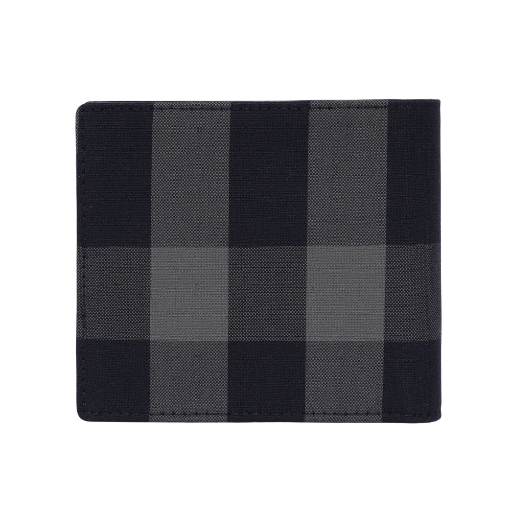 【BURBERRY】大格紋帆布對開8卡短夾(海軍藍/灰色)80840641