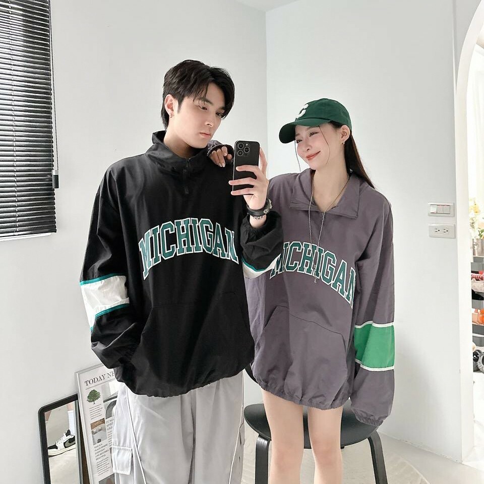 美式復古撞色衝鋒衣 (2colors)