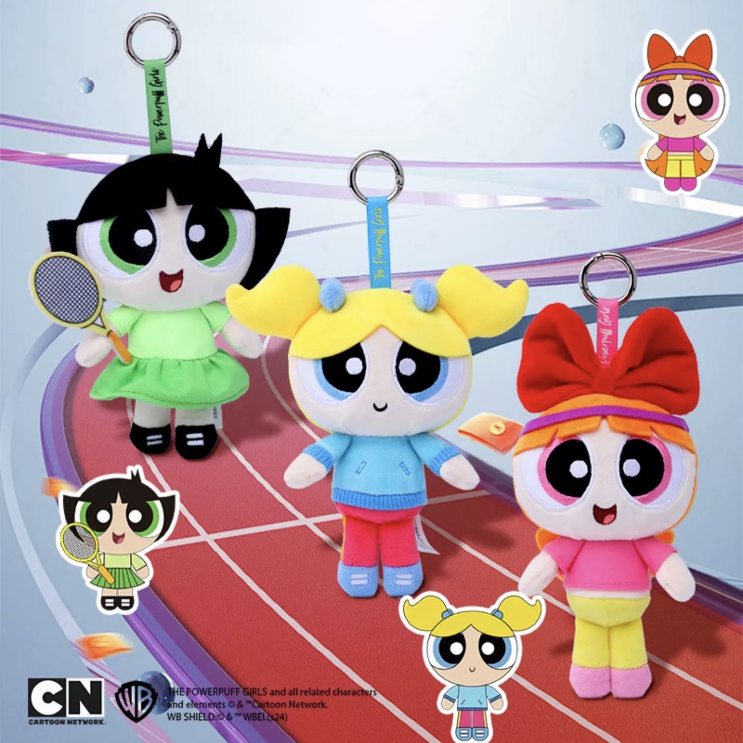 THE POWERPUFF GIRLS 飛天小女警 運動系列 吊飾 鑰匙圈 泡泡 花花 毛毛 官方正版授權 / 預購