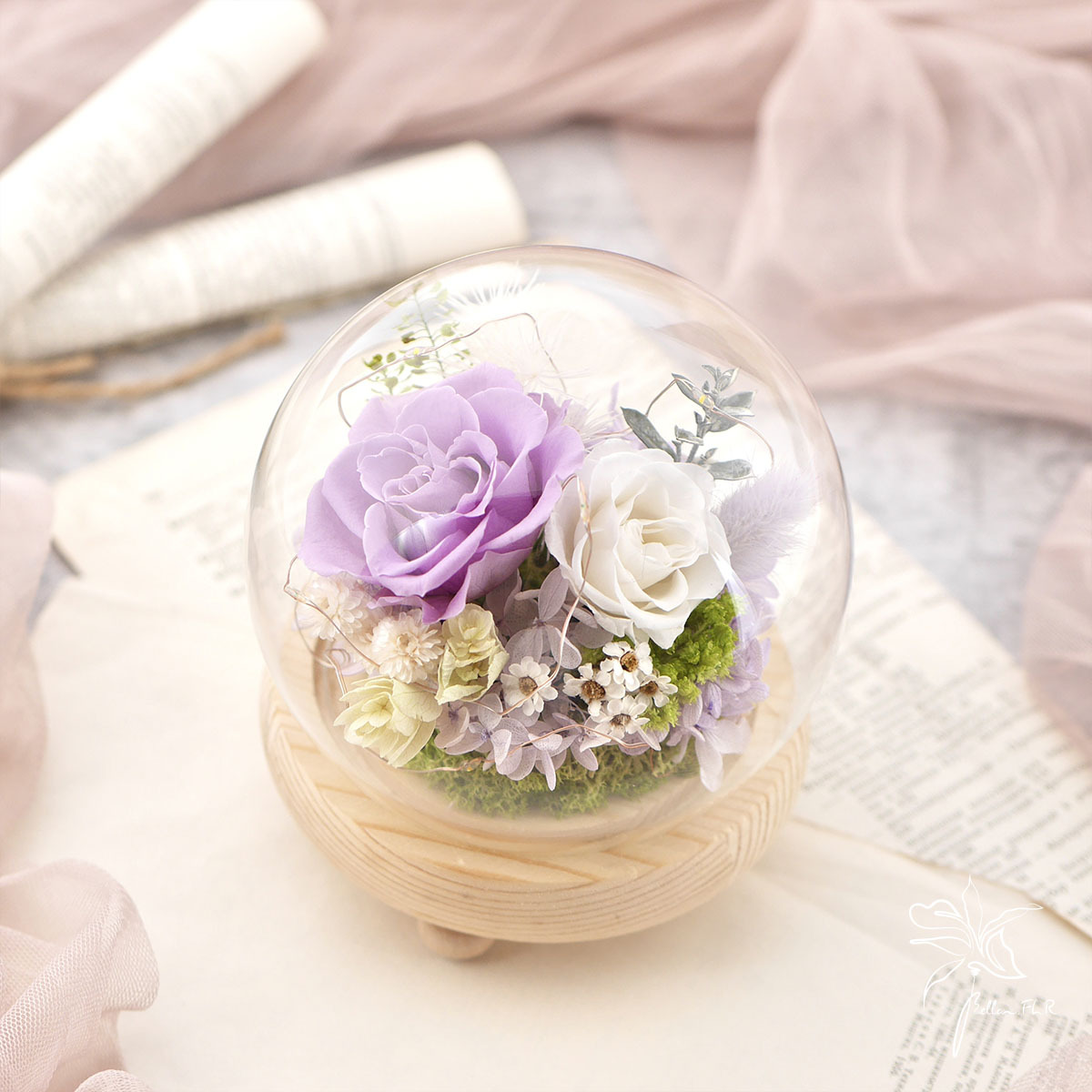 【薰衣草森林的夢境】圓球玻璃花盅-小