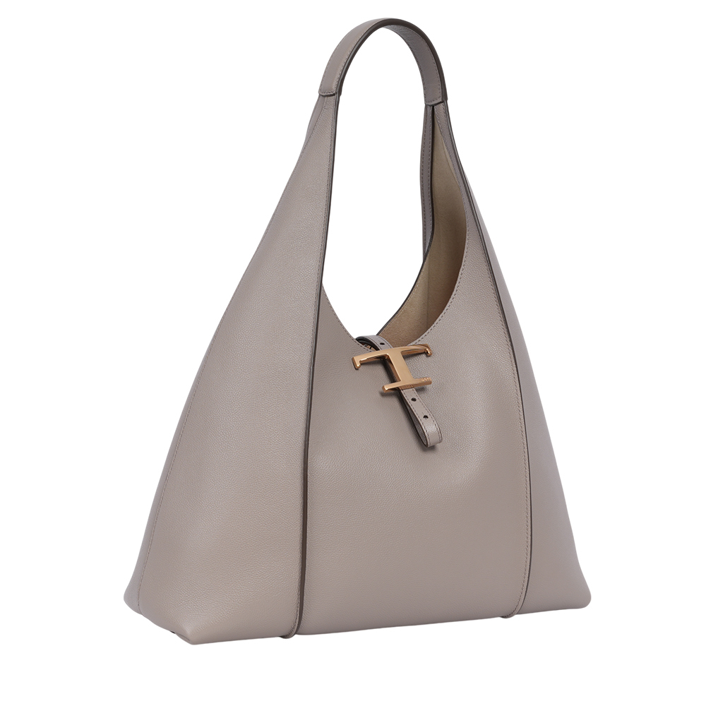 【TOD'S】T-Timeless 附小袋牛皮中款肩背包(灰色)XBWTSBE9300Q8EB221