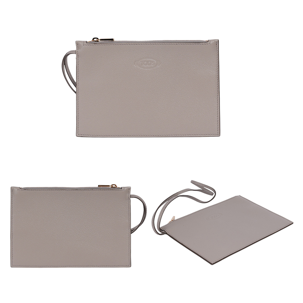 【TOD'S】T-Timeless 附小袋牛皮中款肩背包(灰色)XBWTSBE9300Q8EB221