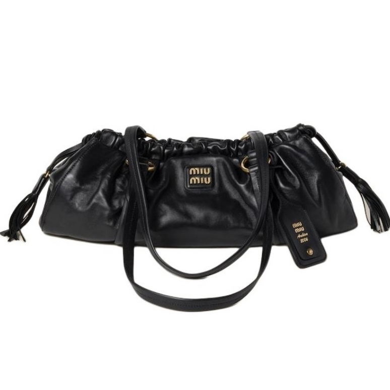 MIU MIU Joie 納帕皮革手袋黑色