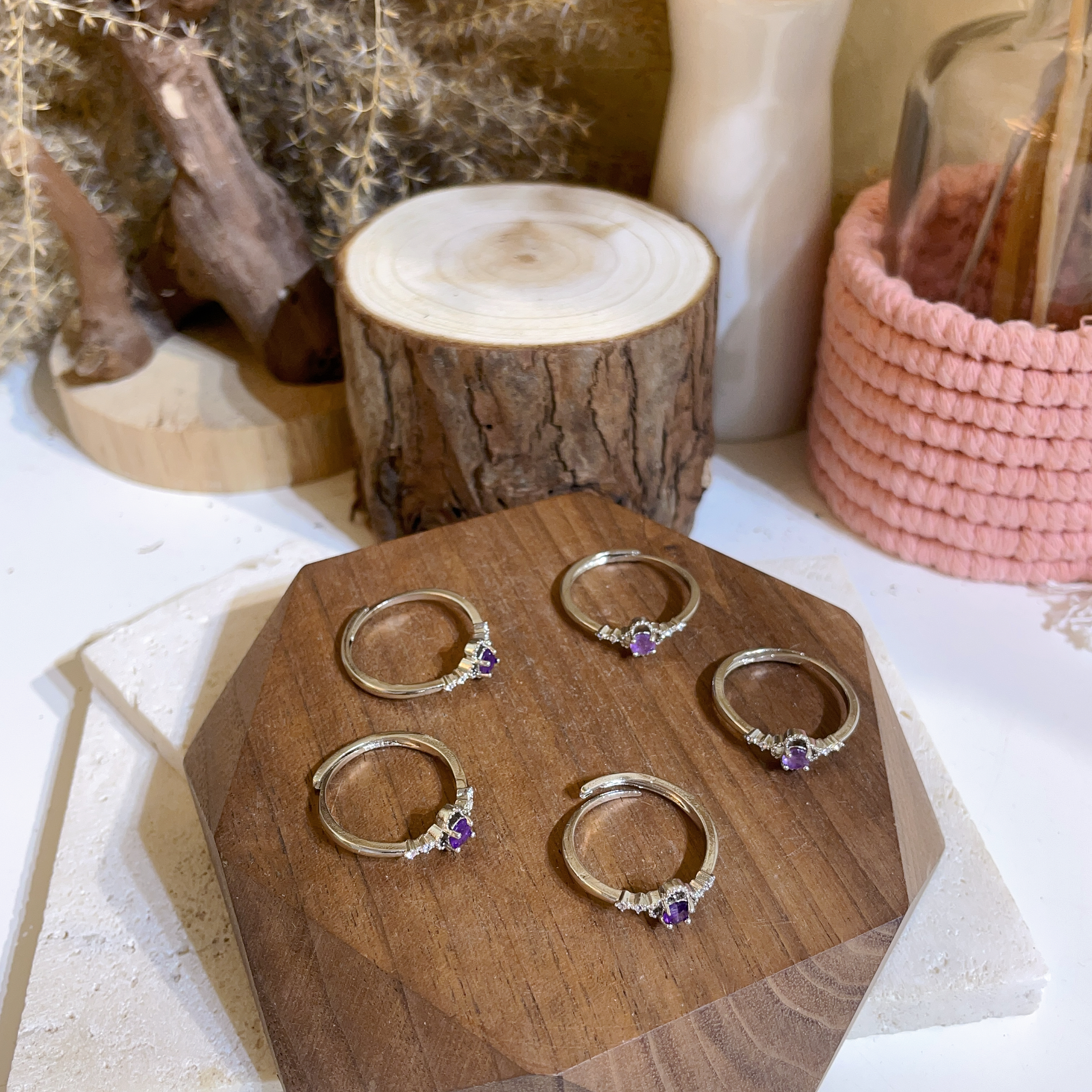 F189 紫水晶花花戒指