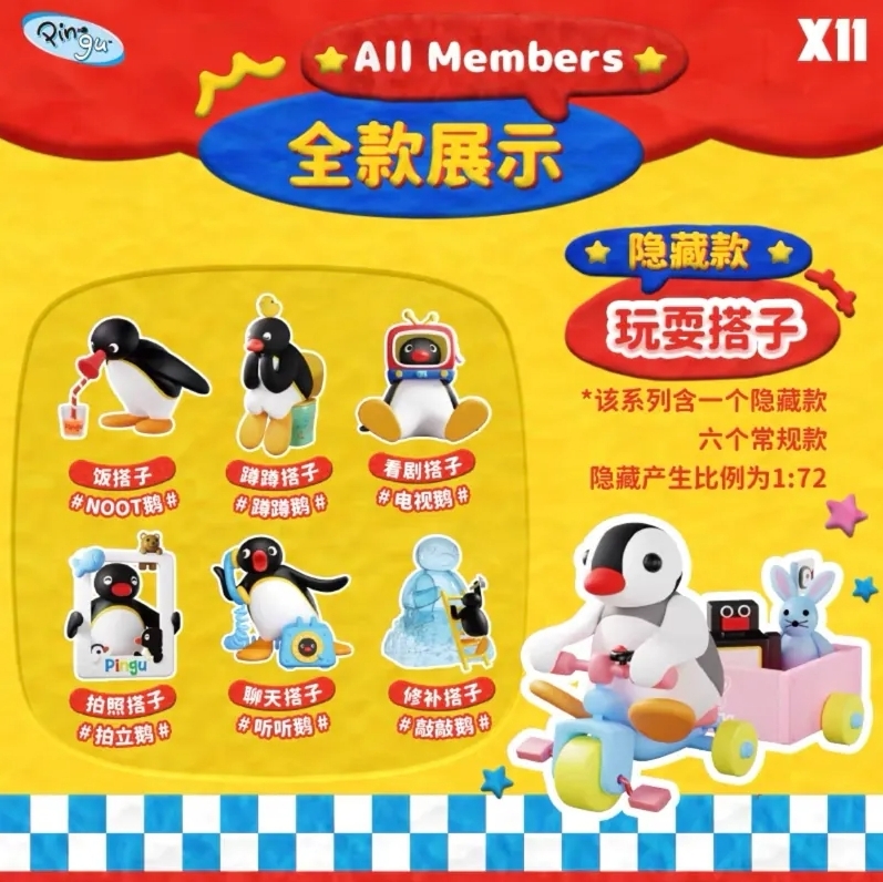 PINGU 企鵝家族 正版授權 PINGU和我的一天 盲盒 公仔 隱藏