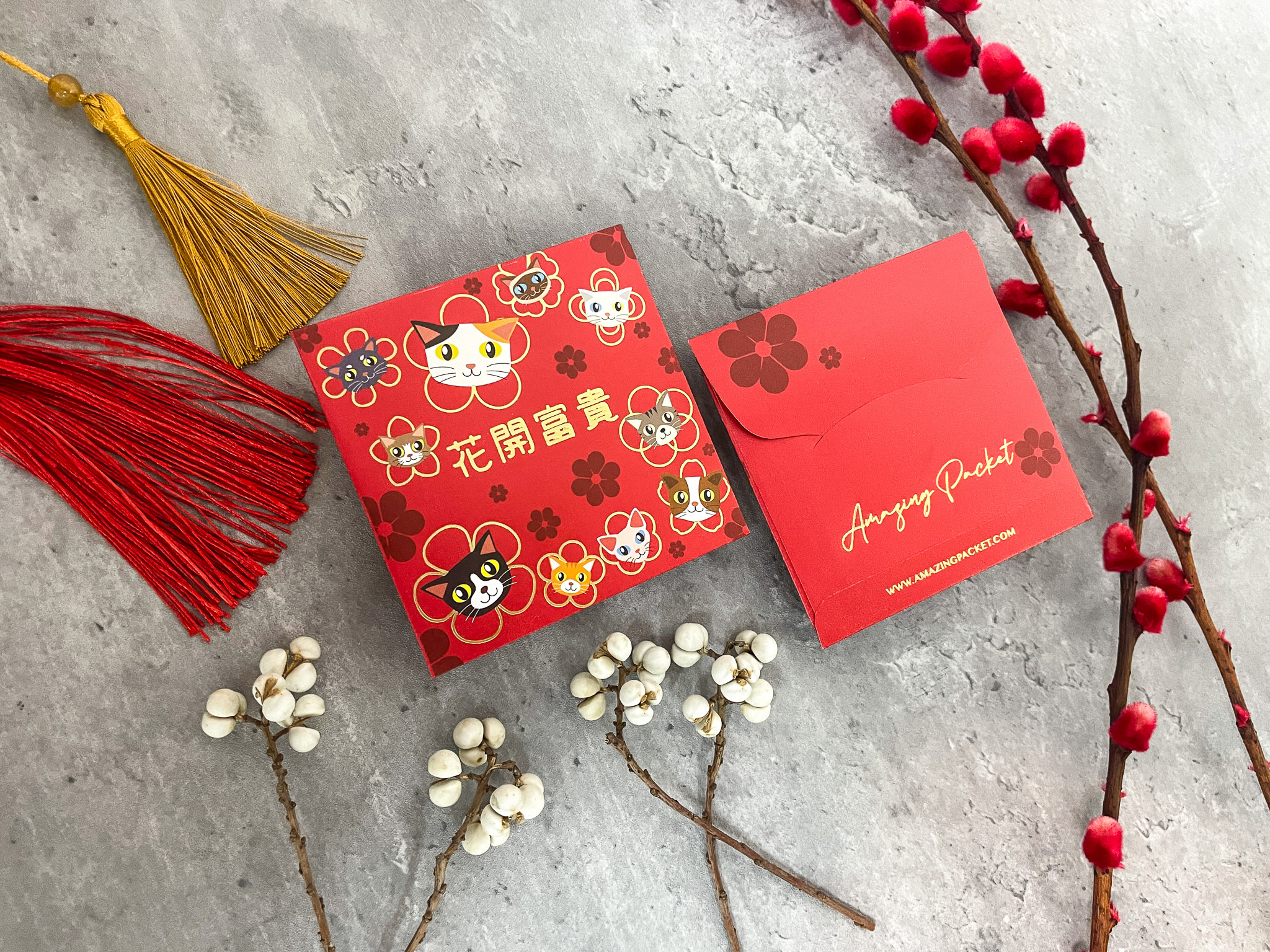 貓-花開富貴丨利是廊 香港利是封