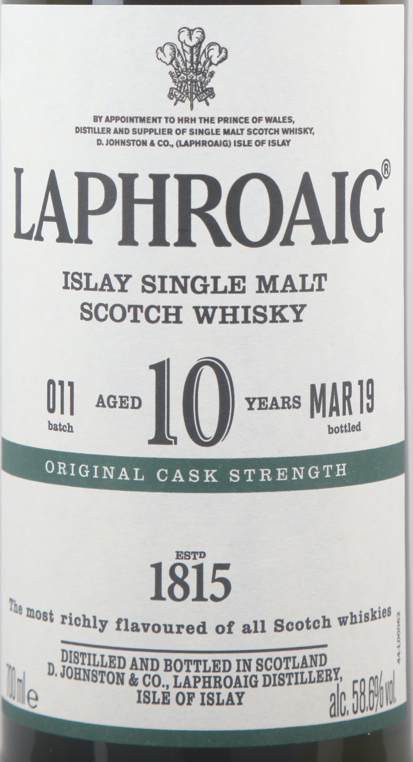 Laphroaig 10YO Cask Strength Batch 011 58.6% @