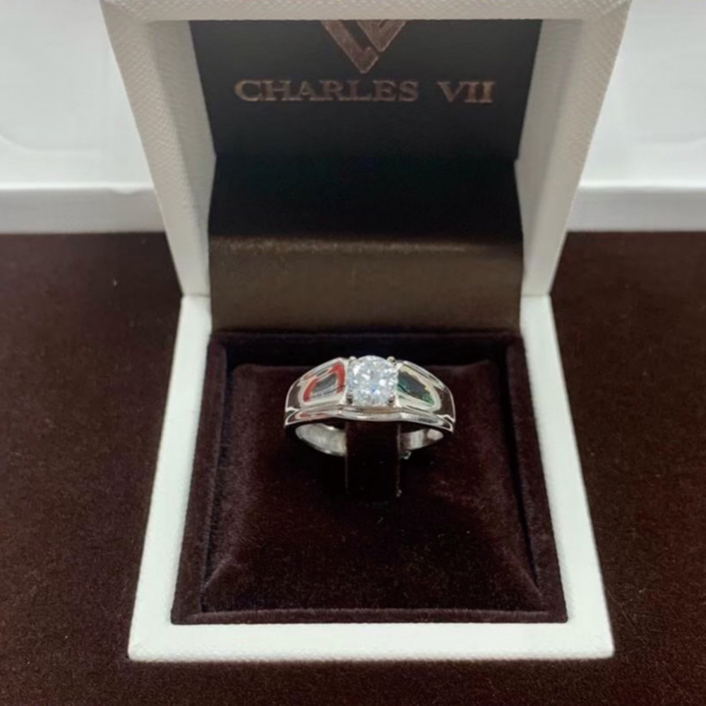 【CHARLES VII 查爾七世系列】CR7-H6 一克拉 莫桑 真鑽 男戒