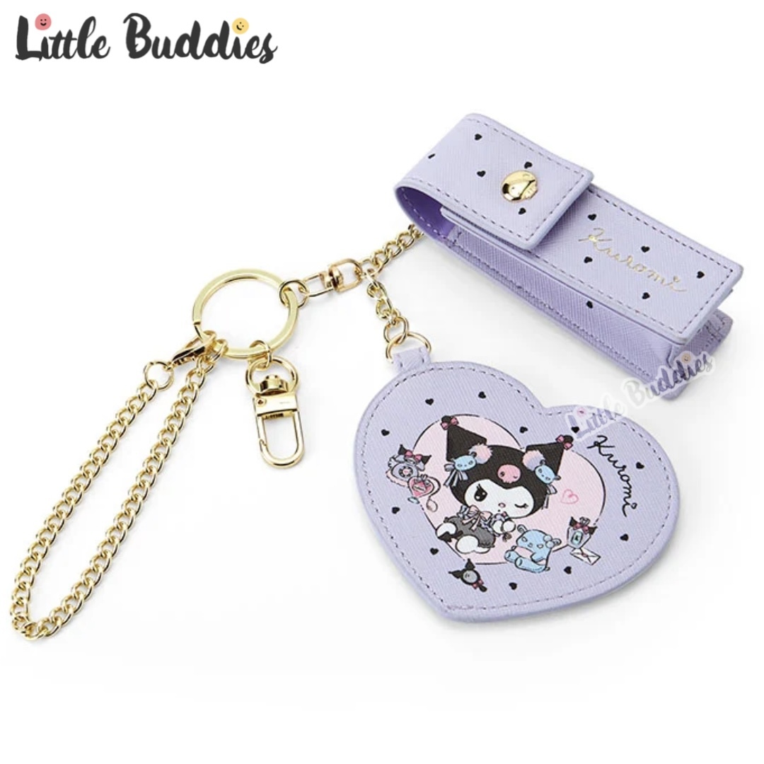 日本 Sanrio Kuromi 生日系列 - 心形鏡連唇盒匙扣