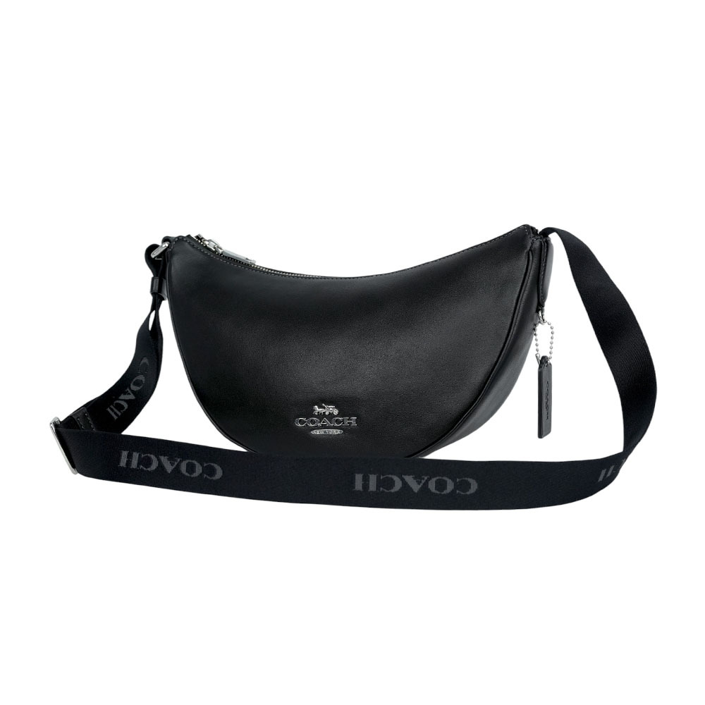 【COACH】Pace 銀字小牛皮半月型斜背包(黑色)CT644 SVBK