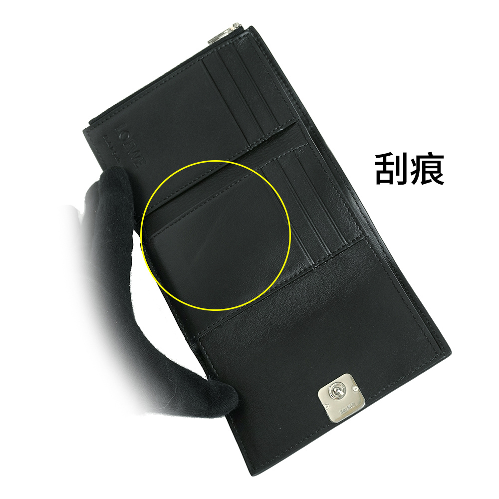 【LOEWE】Anagram 小牛皮釦式直立三折短夾(黑色) C821S33X07 1100