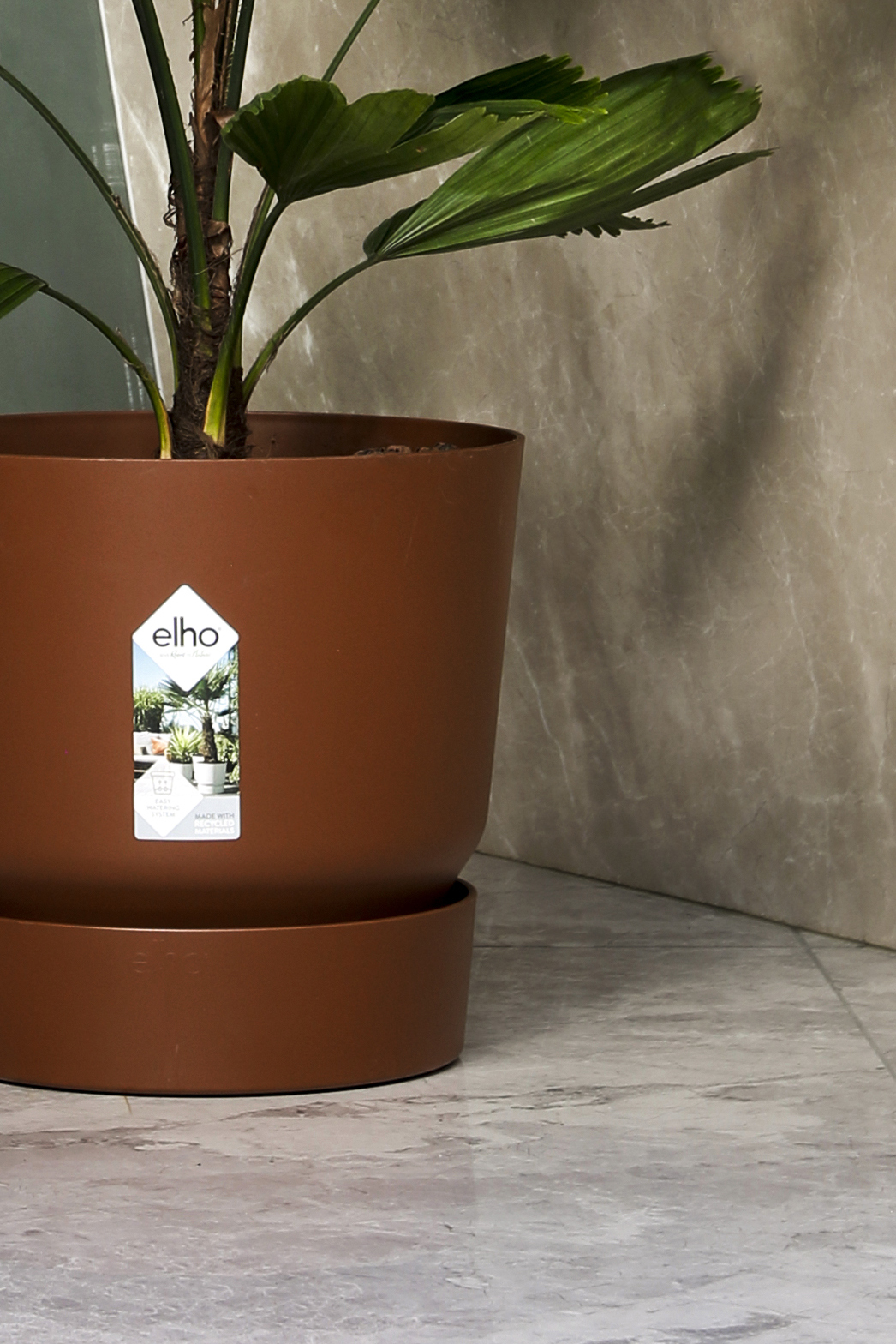 Elho 比利時永續花盆 greenville 姜棕色