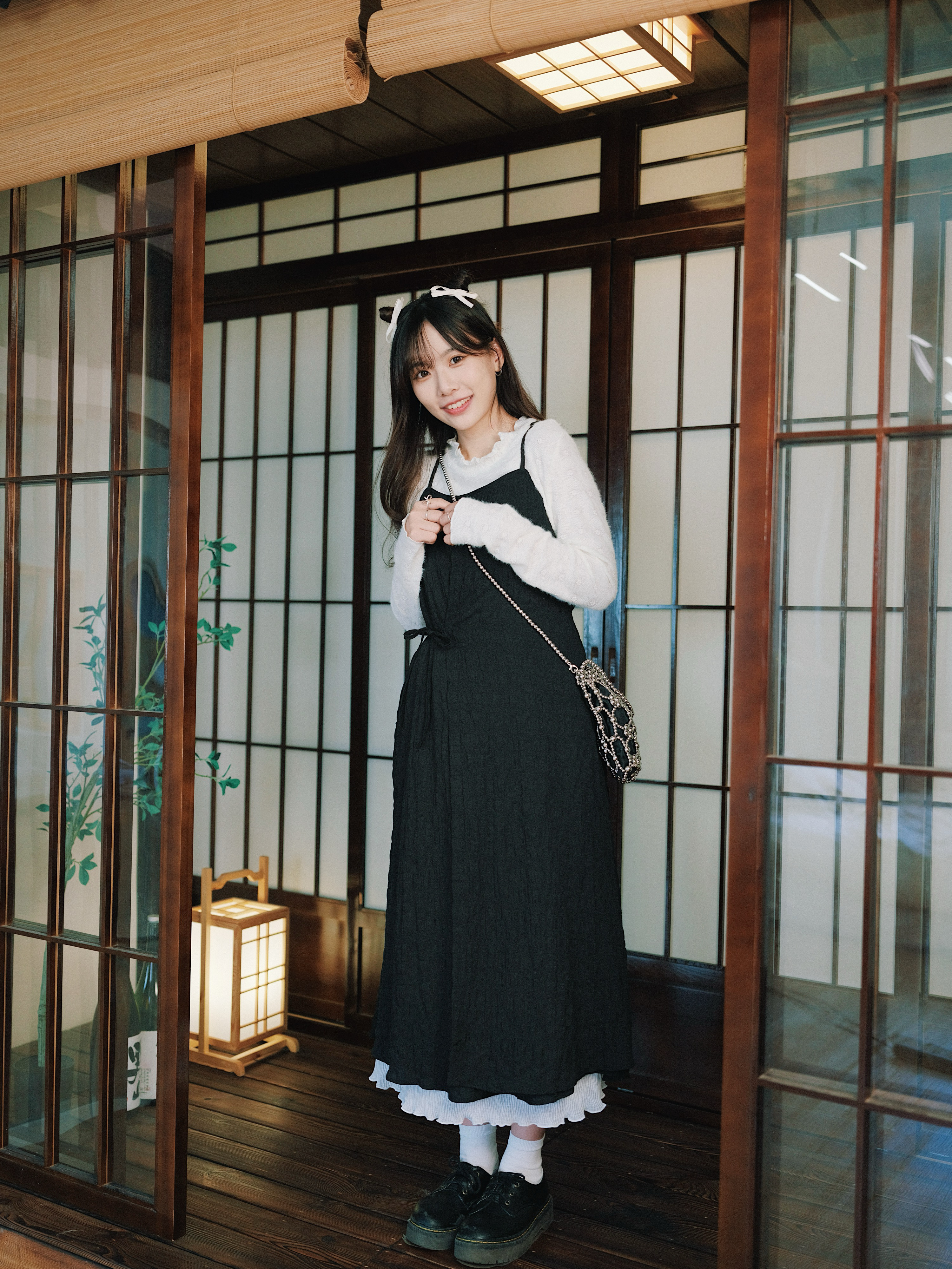 兩色 / 皺皺綁帶交疊連身裙/ Wrinkled Tied Dress